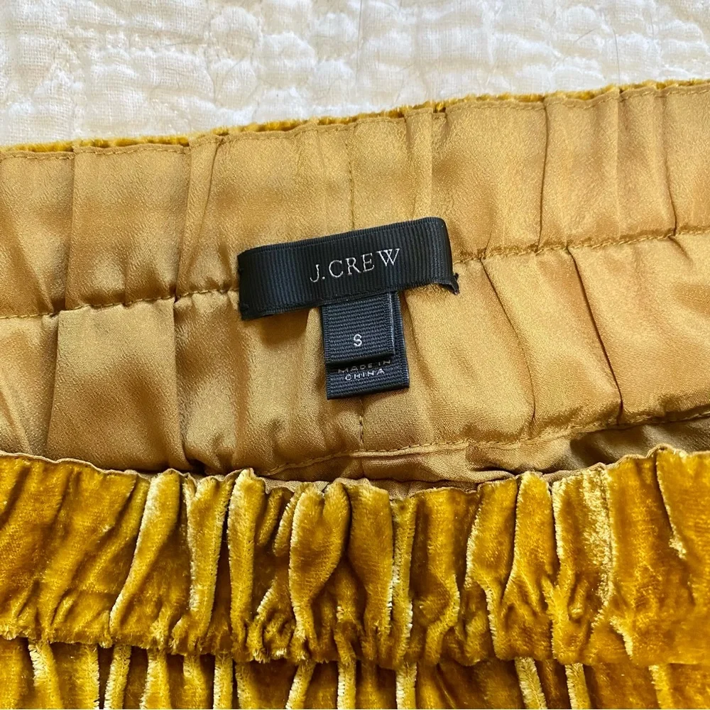 J Crew Crushed Velvet Skirt Midi Straight Gold Yellow Size Small